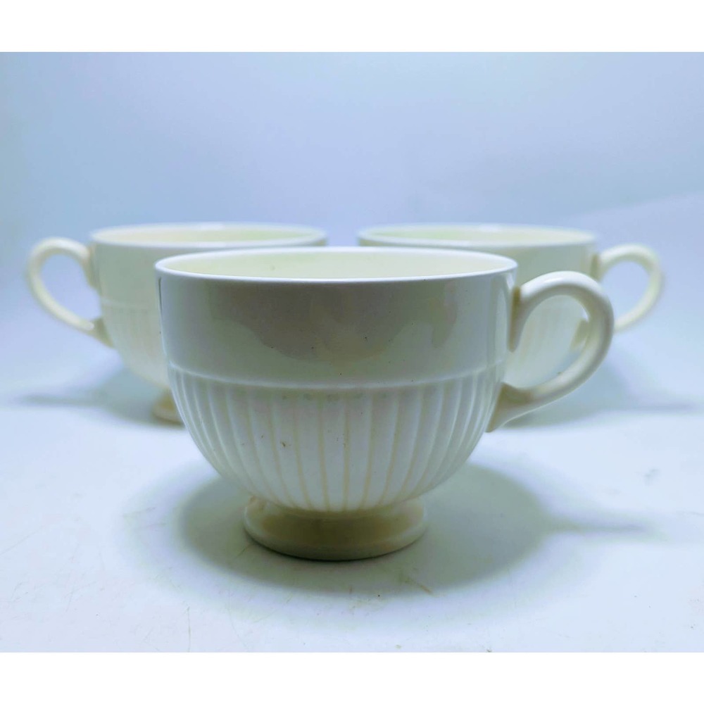 3 Antique Vintage Wedgwood & Barlaston of Etruria EDME Ivory Cream Tea Cups